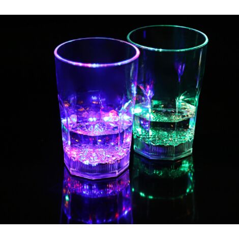 gobelet lumineux à couleur changeante avec capteur d'eau pour bar, boîte de nuit et salon de thé au lait (gobelet octogonal)