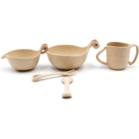 Ensemble de couverts pour enfants, matériau sûr, joli ensemble de bols pour enfants (kaki) (1/5)