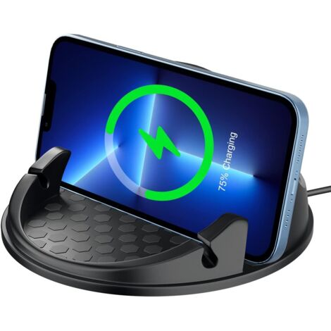 Chargeur sans fil pour voiture 15 W à charge rapide avec ventouse, support de téléphone pour voiture, noir, monobloc (1/5)