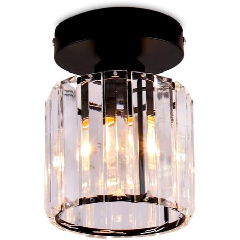 Suspension moderne mini cristal en cristal pour îlot de cuisine, salle à manger, chambre, couloir, culot E26 noir (1/5)