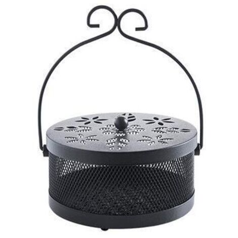 Poêle à bois de santal Brûleur à serpentin de santal ignifugé avec couvercle Plateau pour serpentin anti-moustiques ignifugé Noir (1/3)