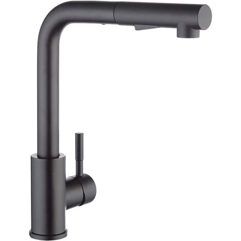 Robinet de cuisine haute pression noir, deux types de jets d'eau, pivotant (1/5)