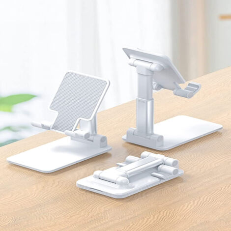 Support de téléphone portable réglable, support de téléphone portable de table (blanc) (1/4)