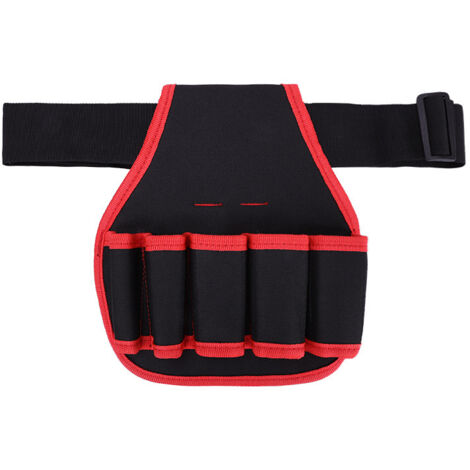 Ceinture porte-outils de jardinage multifonctionnelle, sac de rangement pour outils d'électricien, sac de rangement en toile Oxford rouge (1/3)