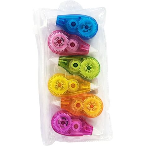 Ruban correcteur pour corriger vos erreurs d'écriture à tout moment, idéal pour la prise de notes et la tenue d'un journal. Lot de 6, 6 couleurs. (Largeur : 5 mm, Longueur : 4 m) (1/5)