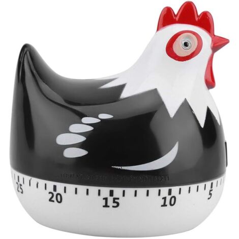 Minuteur de cuisine mignon et créatif en forme de poule, rappel de pâtisserie pour les enfants, minuteur d'apprentissage noir (1/5)