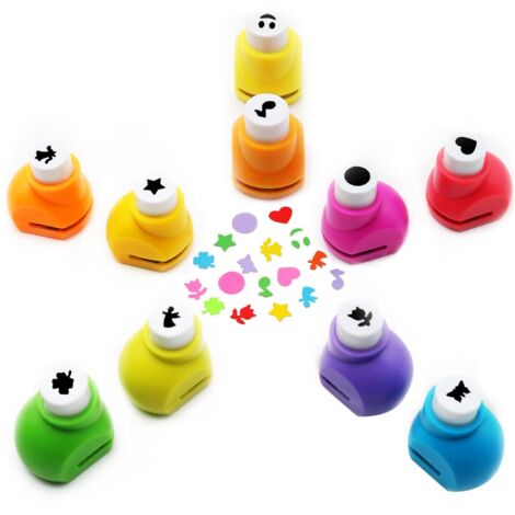 Lot de 10 mini perforatrices à trous de 9,5 mm (3/8") pour scrapbooking et loisirs créatifs (1/5)