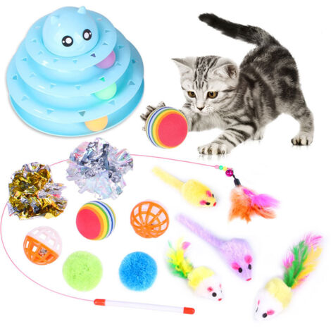 Ensemble de 14 jouets pour chat, jouet interactif, balles pour chat, souris (1/5)