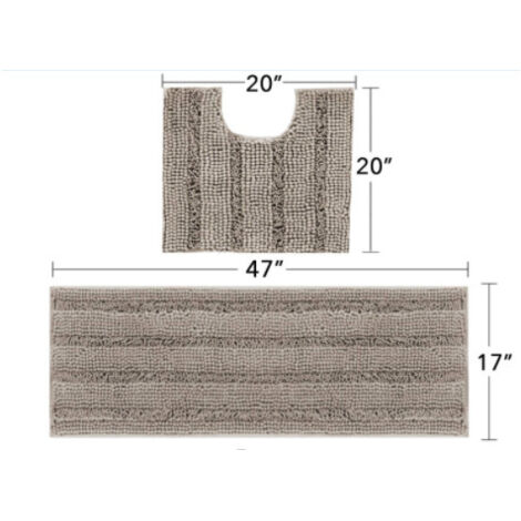Ensemble de 2 tapis de bain, tapis super absorbants, antidérapants et lavables en machine (gris pigeon, 47 x 17 et 20 x 20 pouces) (1/5)