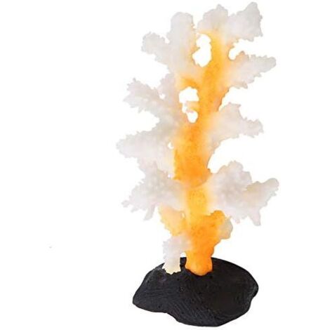 Décoration fantaisie pour aquarium : imitation corail, oursin, algue, corail fluorescent, arbre artificiel, 8 x 7,5 x 14 cm, jaune, 1 pièce (1/5)