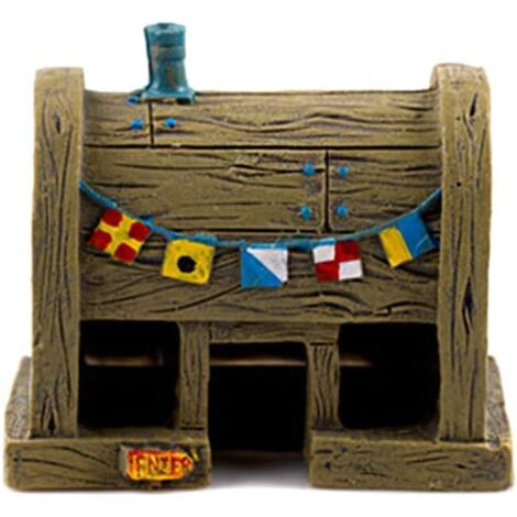 Décoration non toxique pour aquarium, petite maison à poissons artificielle, ornement en résine, 9 x 5,5 x 8,5 cm, 1 pièce, kaki (1/3)