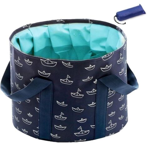 baignoire de pieds pliable, portable, spa, bain de pieds pour la maison, bain de pieds pour le camping en plein air, bleu marine (1/5)