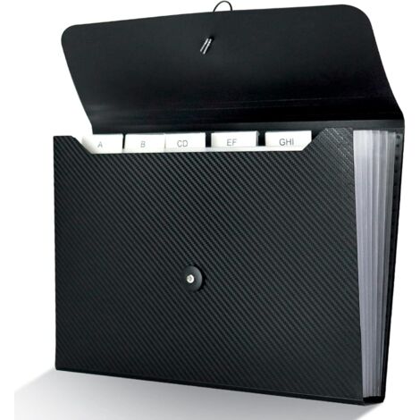 Chemises à 7 compartiments extensibles avec onglets, organiseur de documents et reçus, format A4/Lettre, noir (1/5)