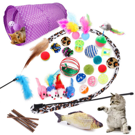 Ensemble de 28 jouets pour chat, tunnel pour chat, jouet interactif (1/5)