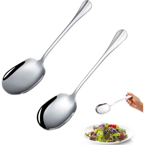 Cuillères de service en acier inoxydable (lot de 2), cuillères de service pour buffet, grandes cuillères, utilisées dans les restaurants, hôtels et pique-niques. (1/5)