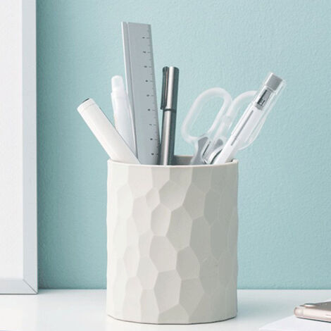 Porte-stylo étanche en silicone de style nordique pour bureau, fournitures scolaires et de bureau polyvalentes (blanc, dimensions : 10 cm H, 8,5 cm D) (1/5)