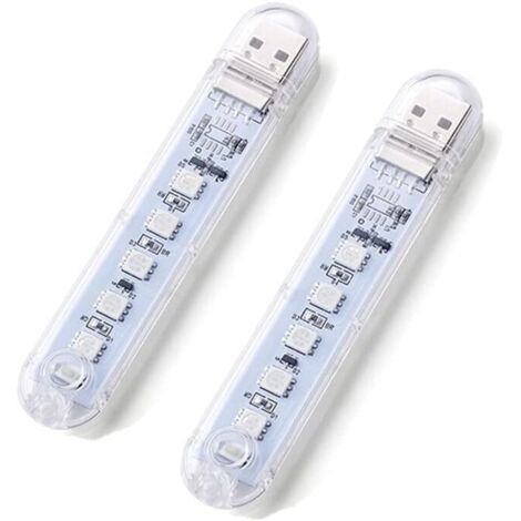 Lot de 2 lampes LED USB pour voiture, éclairage d'ambiance coloré pour l'intérieur de l'ordinateur de bord. (1/4)