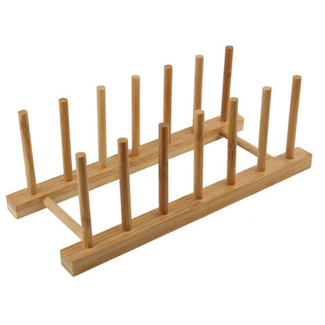 égouttoir à assiettes en bambou, support à assiettes en bois (1/5)