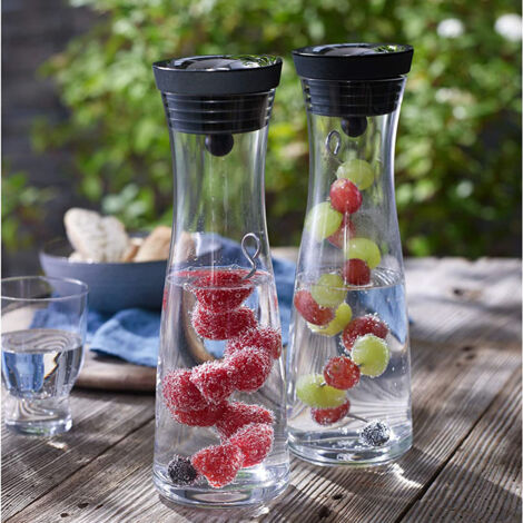 Carafe à eau basique, 1,2 l, hauteur 29,8 cm, carafe en verre, couvercle en silicone (1/2)