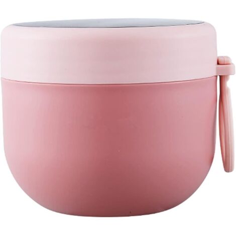 Pot à yaourt anti-fuite avec cuillère, pot à muesli portable et pratique à emporter, 600 ml, idéal pour les en-cas nomades (rose) (1/5)