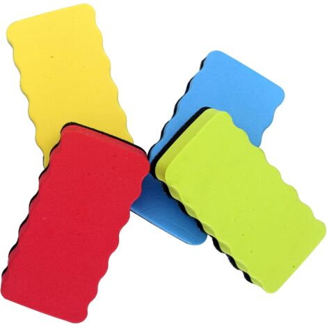 Lot de 4 effaceurs magnétiques pour tableau blanc, pour la maison, l'école et le bureau - 4 couleurs, 10 x 5,8 x 2 cm (1/5)