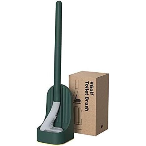 Brosse de toilette Golf à long manche et support mural en silicone antidérapant (vert), sans recoins difficiles d'accès (1/4)