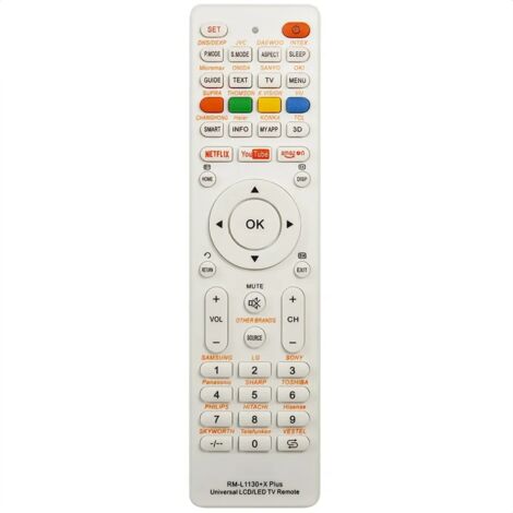 Télécommande de remplacement universelle RM-L1130+X pour téléviseurs RM-L113+12 et RM-L1130+8 (1/5)