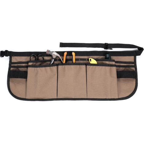 Ceinture porte-outils de jardinage avec 13 poches, imperméable, en tissu Oxford 600D, jupe de ceinture intégrée, ajustable, pour jardiniers hommes et femmes (marron) (1/5)