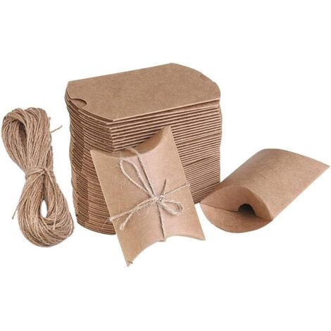 100 sacs cadeaux Kraft marron vintage, boîtes à bonbons naturelles (1/5)