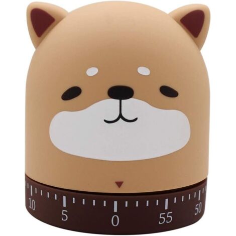 Minuteur de cuisine mécanique en forme d'animal mignon, 60 minutes, sans piles (marron chiot) (1/4)