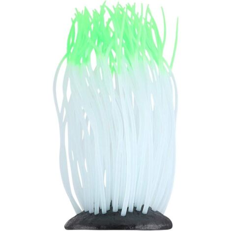 Anémone de mer artificielle lumineuse en silicone, décorative pour aquarium (verte), 7 x 16 cm, 1 pièce (1/5)