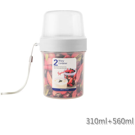 Pot de yaourt 560 ml + 310 ml, récipient alimentaire, mug de voyage, boîte à lunch, bol à porridge, bol à salade, bol à soupe avec couvercle et joint. (1/5)