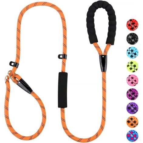 Laisse de dressage pour chien réfléchissante, robuste et anti-étranglement (orange) (1/5)