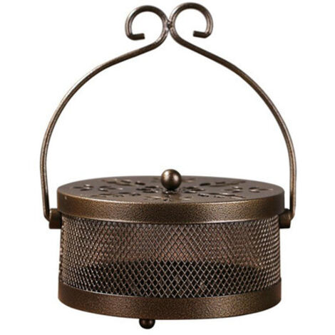 Poêle à bois de santal, brûleur à serpentin de santal ignifugé avec couvercle, plateau pour serpentin anti-moustiques ignifugé, bronze (1/3)