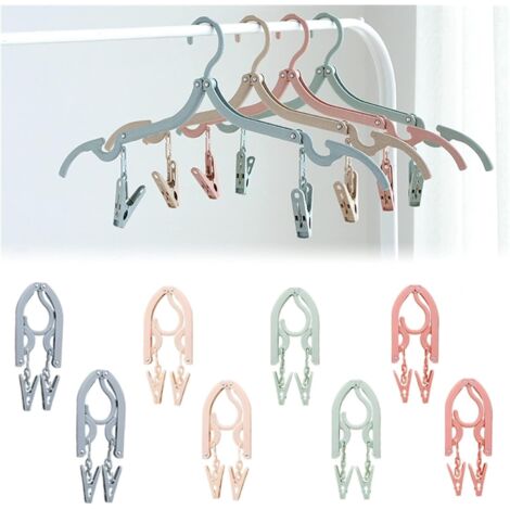 Lot de 8 cintres pliables de voyage, portables et antidérapants, avec pince, parfaits pour le camping, la maison, l'hôtel et les voyages. (1/5)