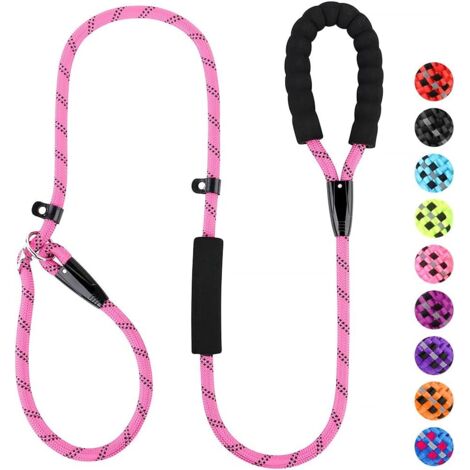 Laisse de dressage pour chien réfléchissante, robuste et anti-étranglement (rose) (1/5)
