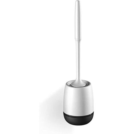 Porte-brosse WC en silicone universel, fixation murale, manche long, souple, noir. (1/5)