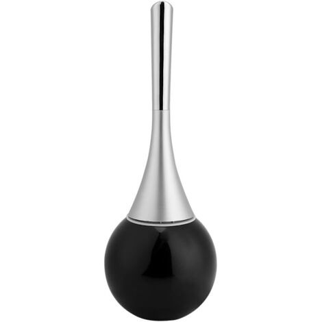 Kit de brosse de toilette portable en acier inoxydable avec support et base de salle de bain (noir) (1/4)