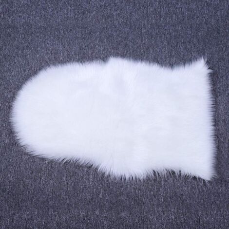 Tapis classique en fausse fourrure de mouton douce, blanc, moelleux, style shaggy, pour chambre ou salon (76 cm x 100 cm) (1/5)