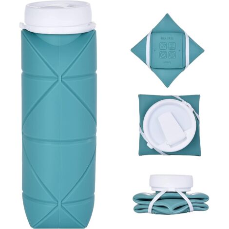 Gobelet pliable portable en silicone, mini, pour enfants et sports de plein air, format télescopique (vert foncé) (1/5)
