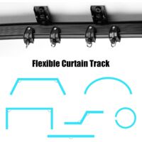 Rail de rideau de plafond pliable rail de rideau incurvé, 5 mètres de support de rideau de plafond flexible rail de rideau incurvé pour rail de rideau avec système de rideau de rail (noir, crochet noi