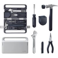 HOTO Boite a Outils Complete, Malette Outils Complete, Caisse à Outil Complete avec Marteau Pince Tournevis Clé Ruban Mesurer, Trousse d'outils Mécaniques Essentiels pour Réparations Domestiques