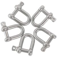 Manille de type D, manille de type M4D Manille de type D en acier inoxydable 304 Manille de tendeur Manille droite Manille en acier en forme de U, 6pcs