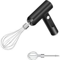 Batteur électrique manuel rechargeable USB Eggbeater, fouet électrique sans fil, avec 2 têtes de mélange, 3 vitesses, mode puissance, noir 10,7 x 4 x 13,7 cm