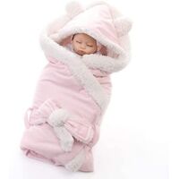 Couverture d'emmaillotage d'hiver pour bébé, gigoteuse en peluche, couverture d'emmaillotage pour nouveau-né, gigoteuse douce et chaude, rose pour poussette