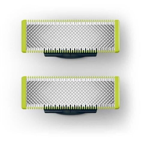 Philips – Lot de 2 lames pour rasoir/tondeuse One Blade – Compatible avec modèles QP220/50 et QP2520 – Couleur vert et noir