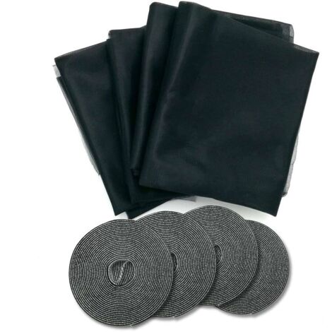 Facilitys – Moustiquaire de fenêtre lot de 4 – Dimensions 130x150 cm – 100% polyester noir – Installation sans perçage avec bandes adhésives