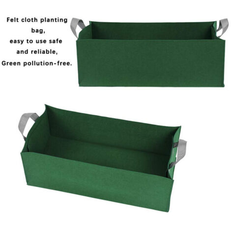Sac de culture rectangulaire en feutre - Conteneur de plantes avec anse pour fleurs et légumes verts - 60 x 30 x 20cm (1/4)