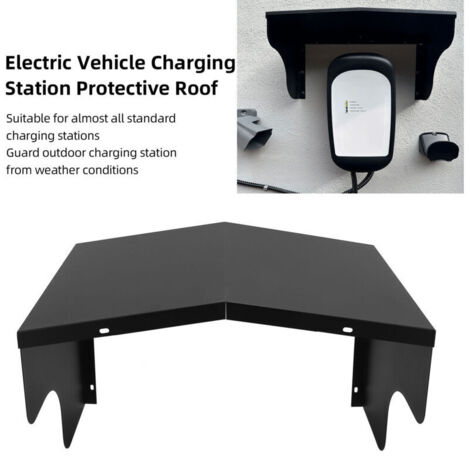 Abri de Protection pour Borne de Recharge de Véhicule Électrique en Acier Carbone Antirouille [Toit pour Station de Recharge EV Protection Contre les Intempéries Installation Simple Dimensions 11x1