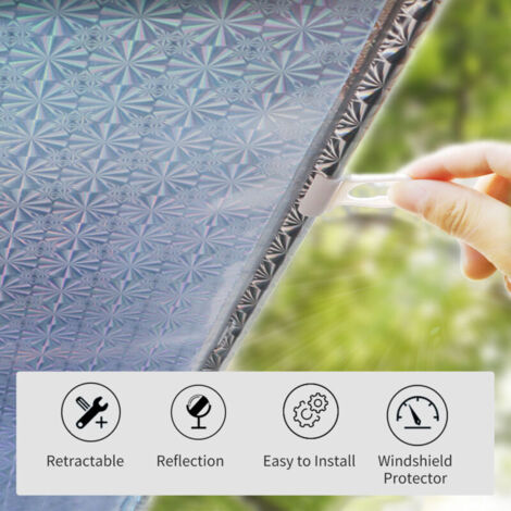Store Automobile Rétractable Pare-Soleil pour Pare-Brise avec 3 Ventouses - Protection Anti-UV et Isolation Thermique, Taille Ajustable (40x60cm, Argent)